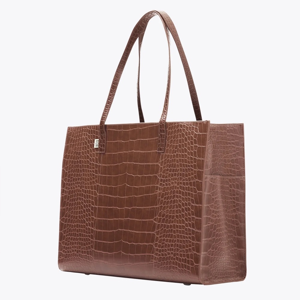 Beis Work Tote in Cognac Croc